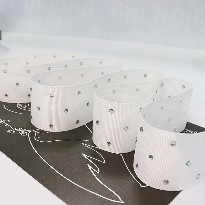 High Quality Crystal Rhinestone Grosgrain Ribbon Diamond Bling Ribbon Wrap