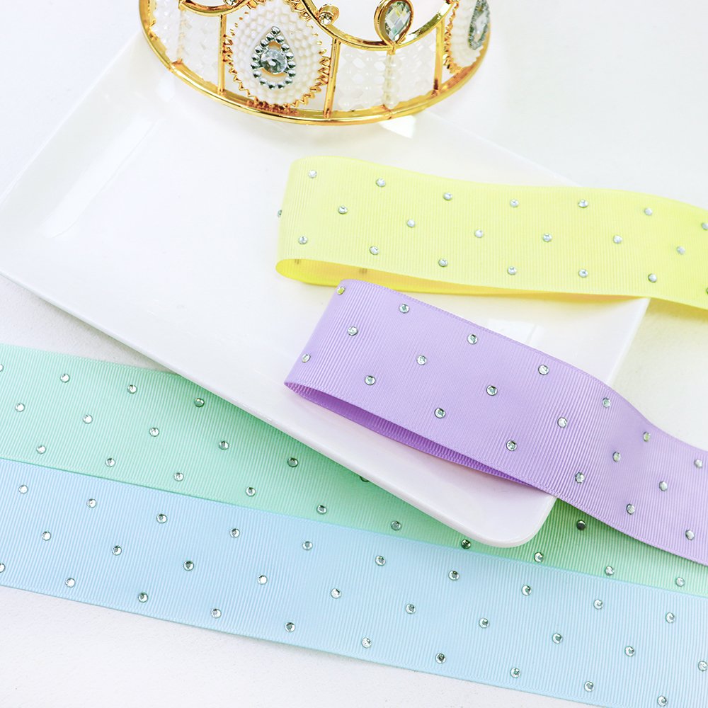 High Quality Crystal Rhinestone Grosgrain Ribbon Diamond Bling Ribbon Wrap