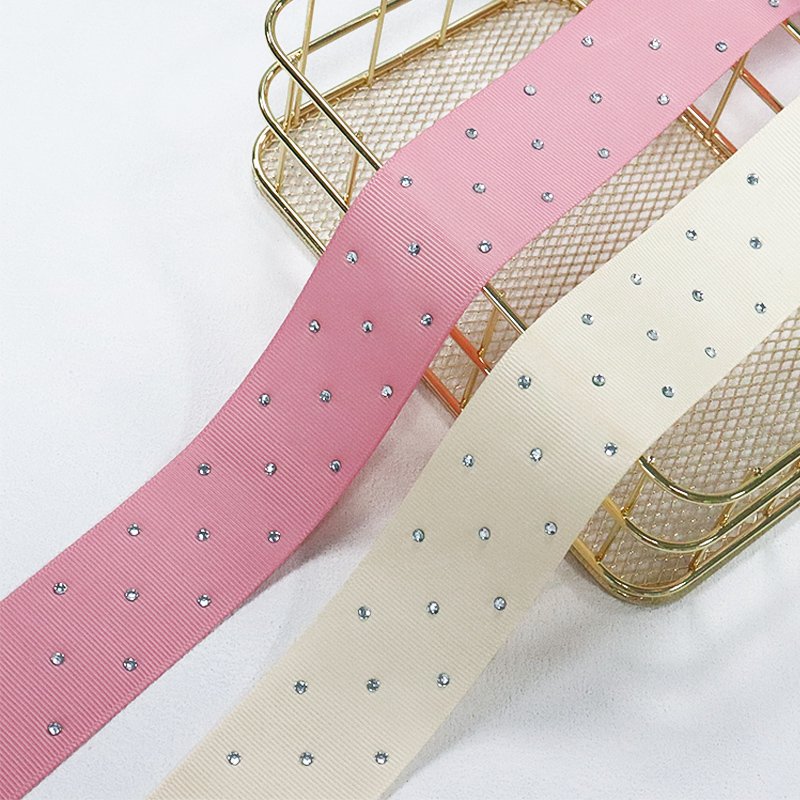 High Quality Crystal Rhinestone Grosgrain Ribbon Diamond Bling Ribbon Wrap