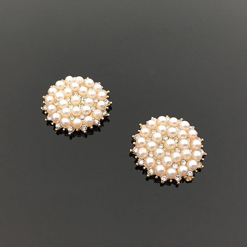 Custom Design Gold Metal Rhinestone Pearl Sewing Accessory Garment Uniform Suit Coat Shank Button