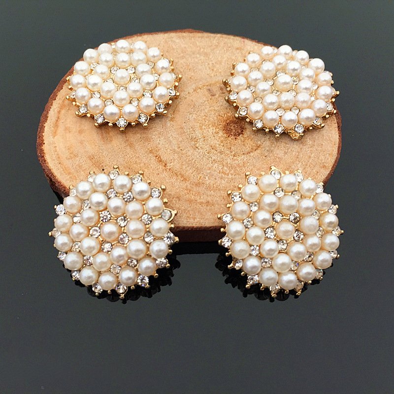 Custom Design Gold Metal Rhinestone Pearl Sewing Accessory Garment Uniform Suit Coat Shank Button