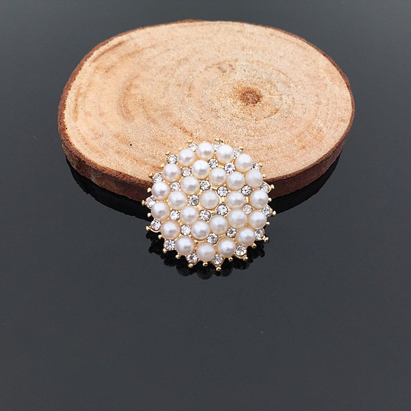 Custom Design Gold Metal Rhinestone Pearl Sewing Accessory Garment Uniform Suit Coat Shank Button