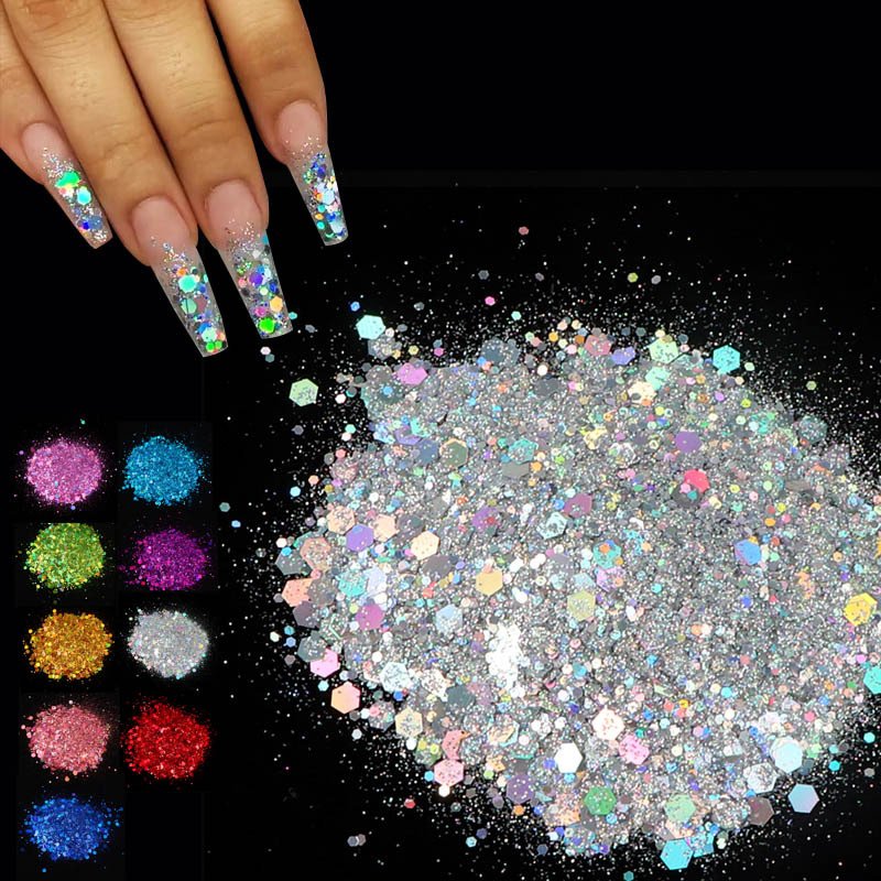 Wholesale 50g Glitter Powder Rhinestones for Custom Tumblers Plastic Bag Packaging Resin Shoes Making Machine Shoes Used 10 Bag