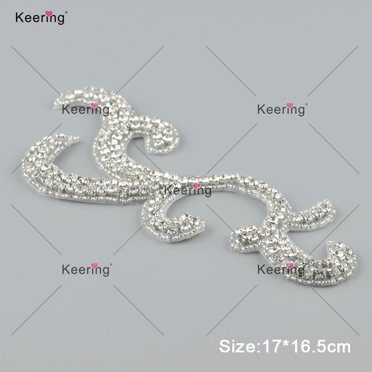 HOT WRA-837 Keering Iron In Custom Designer Logo Rhinestone Patch Multi-Motifs Crystal Applique For T-Shirts
