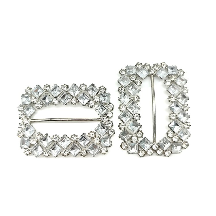 Wholesale Custom Women Shoe Dresses Handbag Decorative Diamond Rectangle Alloy Buckle Luxury Rhinestones Bag Buckles