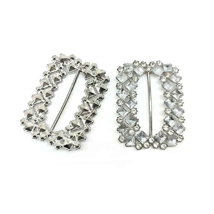 Wholesale Custom Women Shoe Dresses Handbag Decorative Diamond Rectangle Alloy Buckle Luxury Rhinestones Bag Buckles