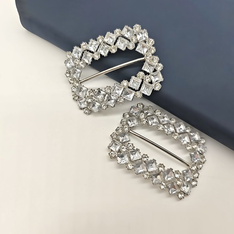 Wholesale Custom Women Shoe Dresses Handbag Decorative Diamond Rectangle Alloy Buckle Luxury Rhinestones Bag Buckles