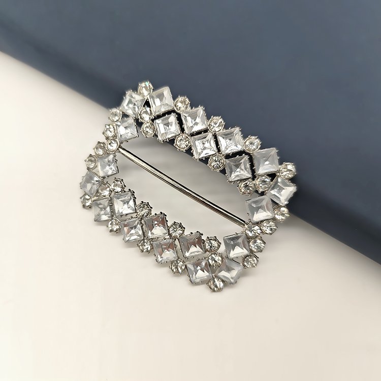 Wholesale Custom Women Shoe Dresses Handbag Decorative Diamond Rectangle Alloy Buckle Luxury Rhinestones Bag Buckles