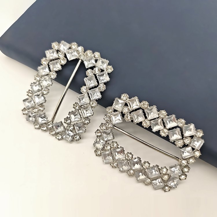 Wholesale Custom Women Shoe Dresses Handbag Decorative Diamond Rectangle Alloy Buckle Luxury Rhinestones Bag Buckles