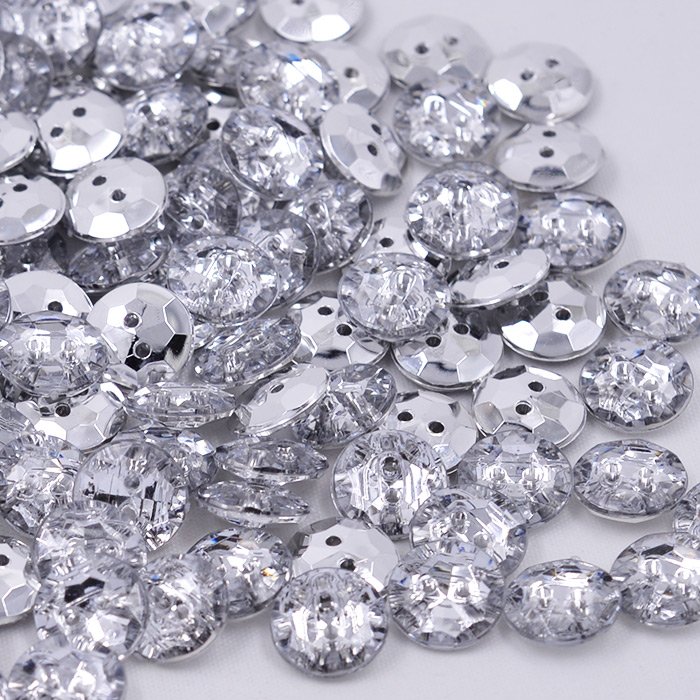 13.5 15mm Sewing Crystal AB Rhinestones Buttons White Acrylic Crystal Button Flatback Round Buttons For DIY Needlework Clothes
