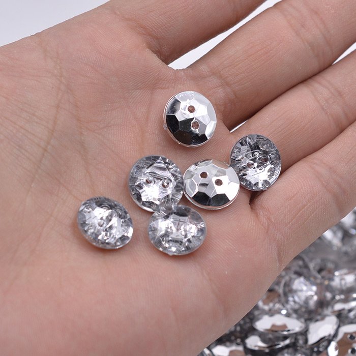 13.5 15mm Sewing Crystal AB Rhinestones Buttons White Acrylic Crystal Button Flatback Round Buttons For DIY Needlework Clothes