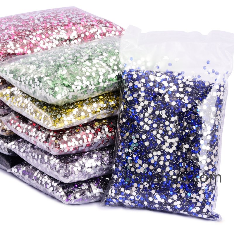 BOBOHOO Wholesale Silver Base Series Resin 2mm-6mm Flatback Bulk Package Non Hotfix Resin Rhinestones for Clothing DIY