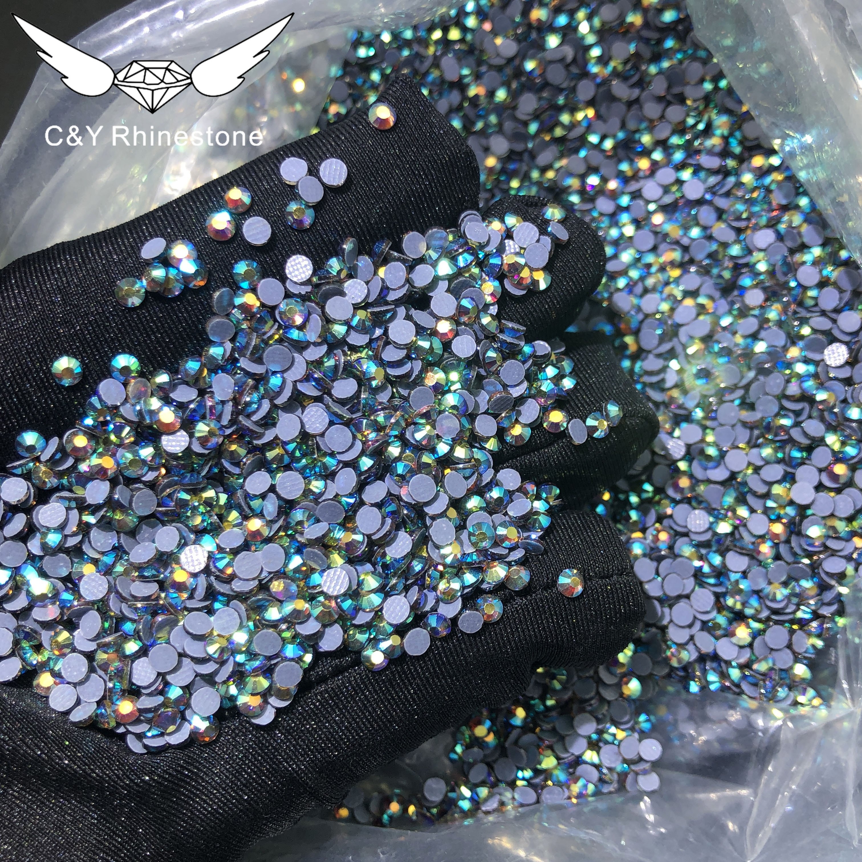 CY Wholesale Customize 1440pcs Stone Crystal AB Flat Back Glass HotFix Rhinestone Bulk