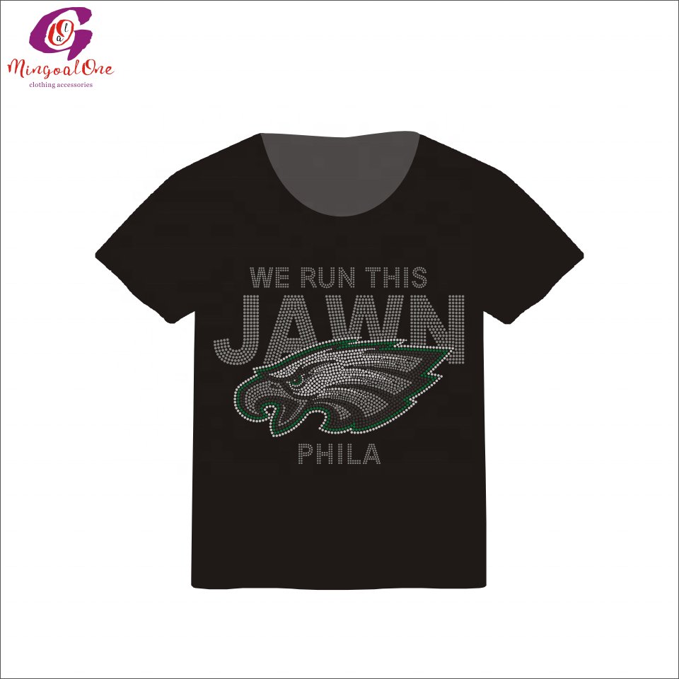 Hot Sale Custom Sport Team Logo Iron On Bling Rhinestone Transfer NFL Custom Logo Hot Fix Rhinestone Heat Press Transfer Shirt