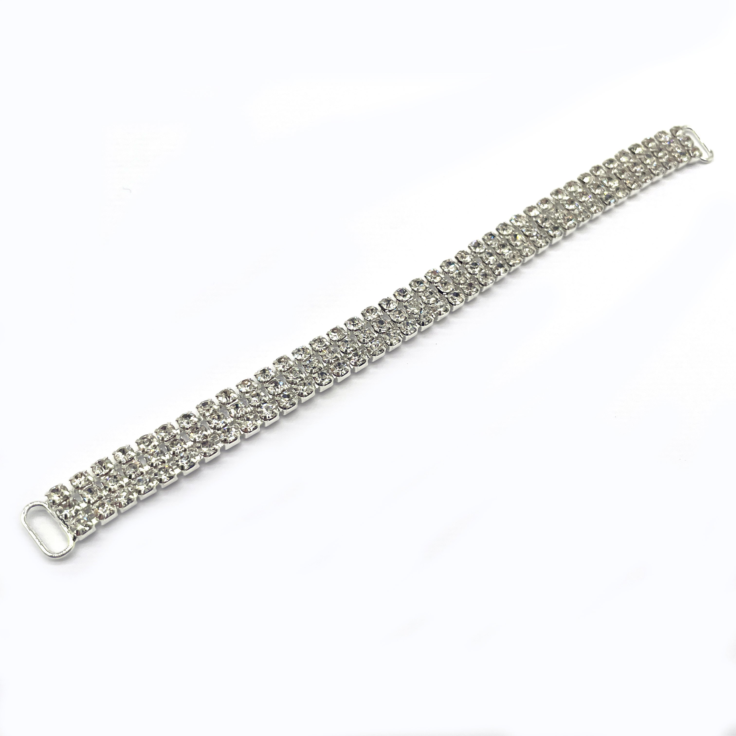 Three Different Size 3-Row Close Chain Crystal Rhinestone Bikini Suit Connector with Buckles for Shoes Belts Bags Decorations