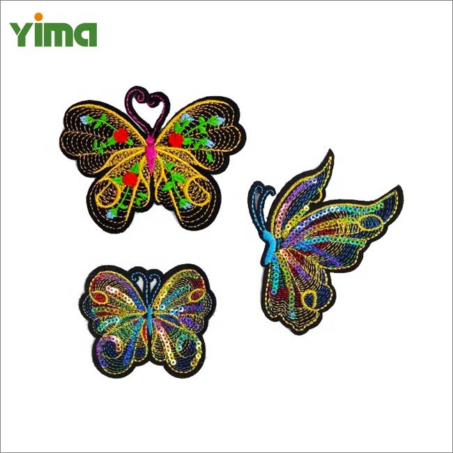 Rhinestone fashion mariposa personalized beautiful butterfly embroidery patch