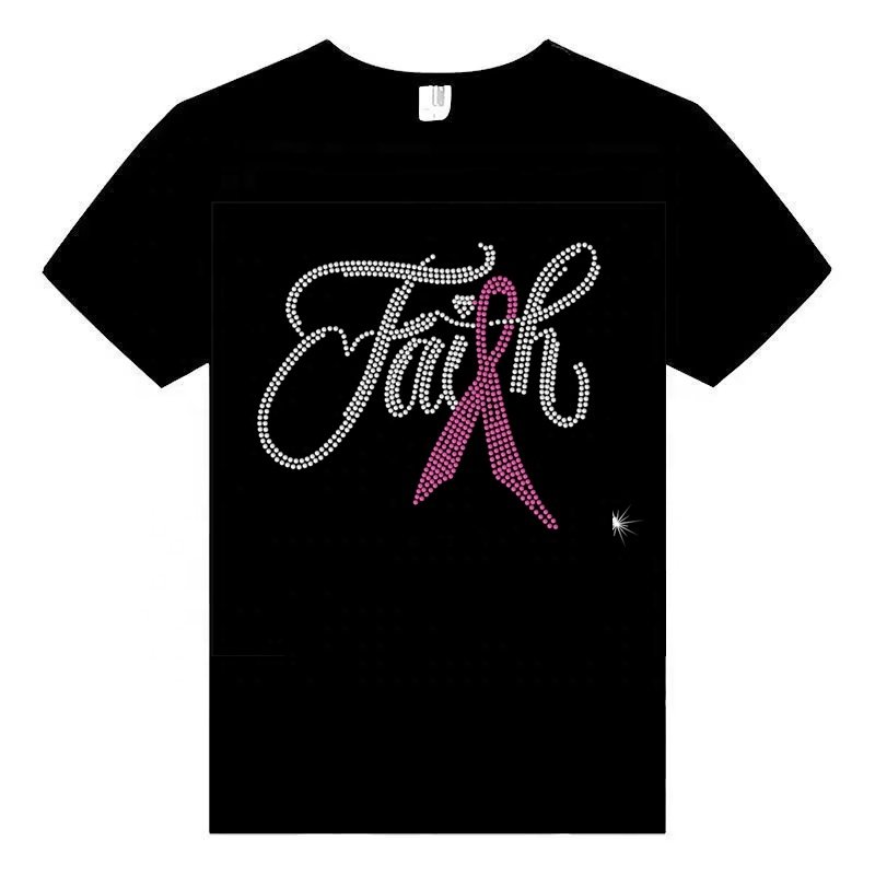 New Various Color Faith Awareness Rhinestone Transfer Cancer Awareness Ribbon iron on Heat Rhinestone Transfer Patch Decals