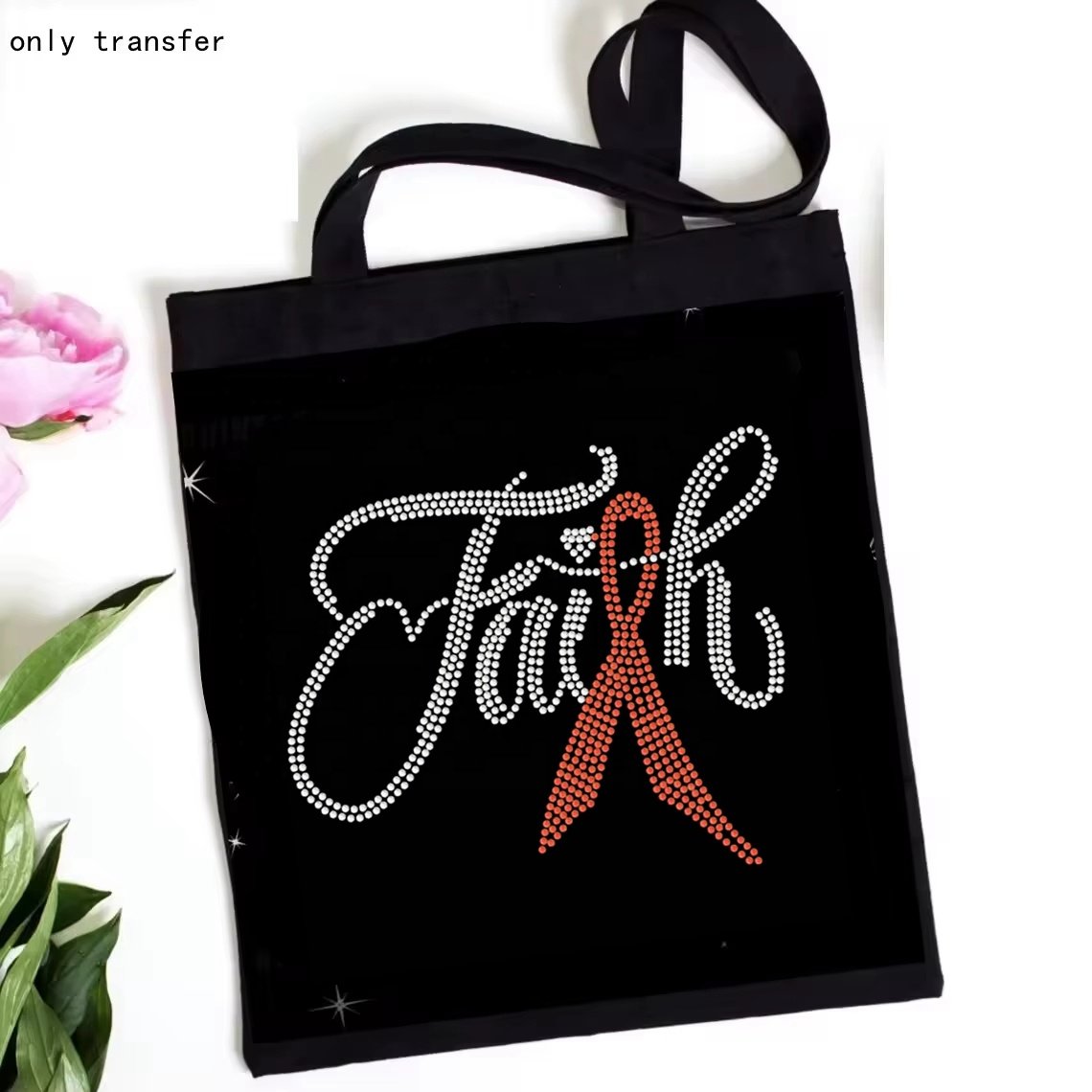 New Various Color Faith Awareness Rhinestone Transfer Cancer Awareness Ribbon iron on Heat Rhinestone Transfer Patch Decals