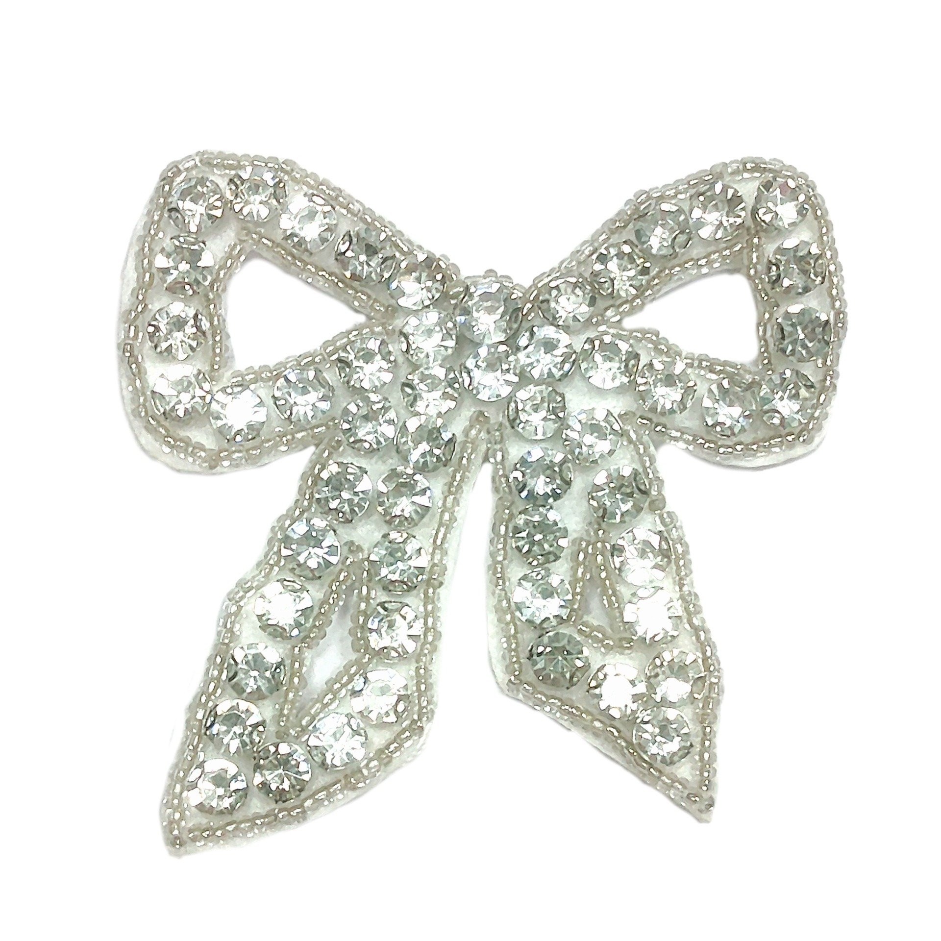 Cute Bowknot Shaped Rhinestone Pearl Iron On Shoes Bag Clothes Patches Sparkling Diamond Crystal Beaded Appliques