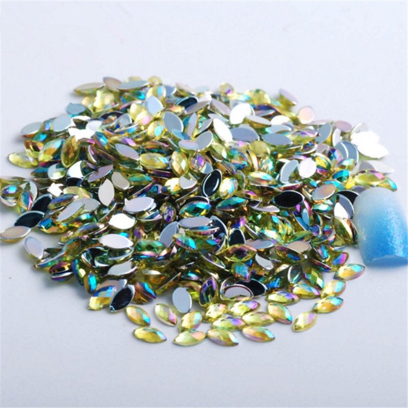 4x8mm Glitter AB Horse Eye Rhinestones 3D Nail Art Decorative Glue Acrylic Stones ACRYL Rhinestones for Clothes 17 Colors 4*8MM