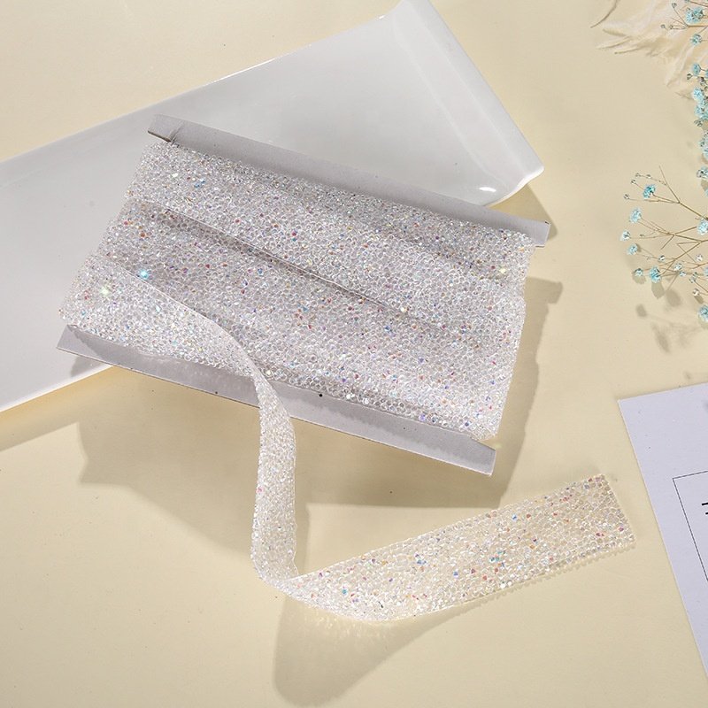 Hotfix iron on clear crystal camouflage 1 CM SS 6.5 glass rhinestones trimming heat transfer rhinestone trim iron on
