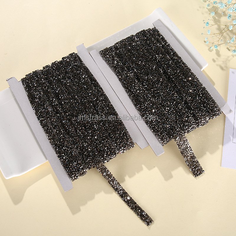 Hotfix iron on clear crystal camouflage 1 CM SS 6.5 glass rhinestones trimming heat transfer rhinestone trim iron on