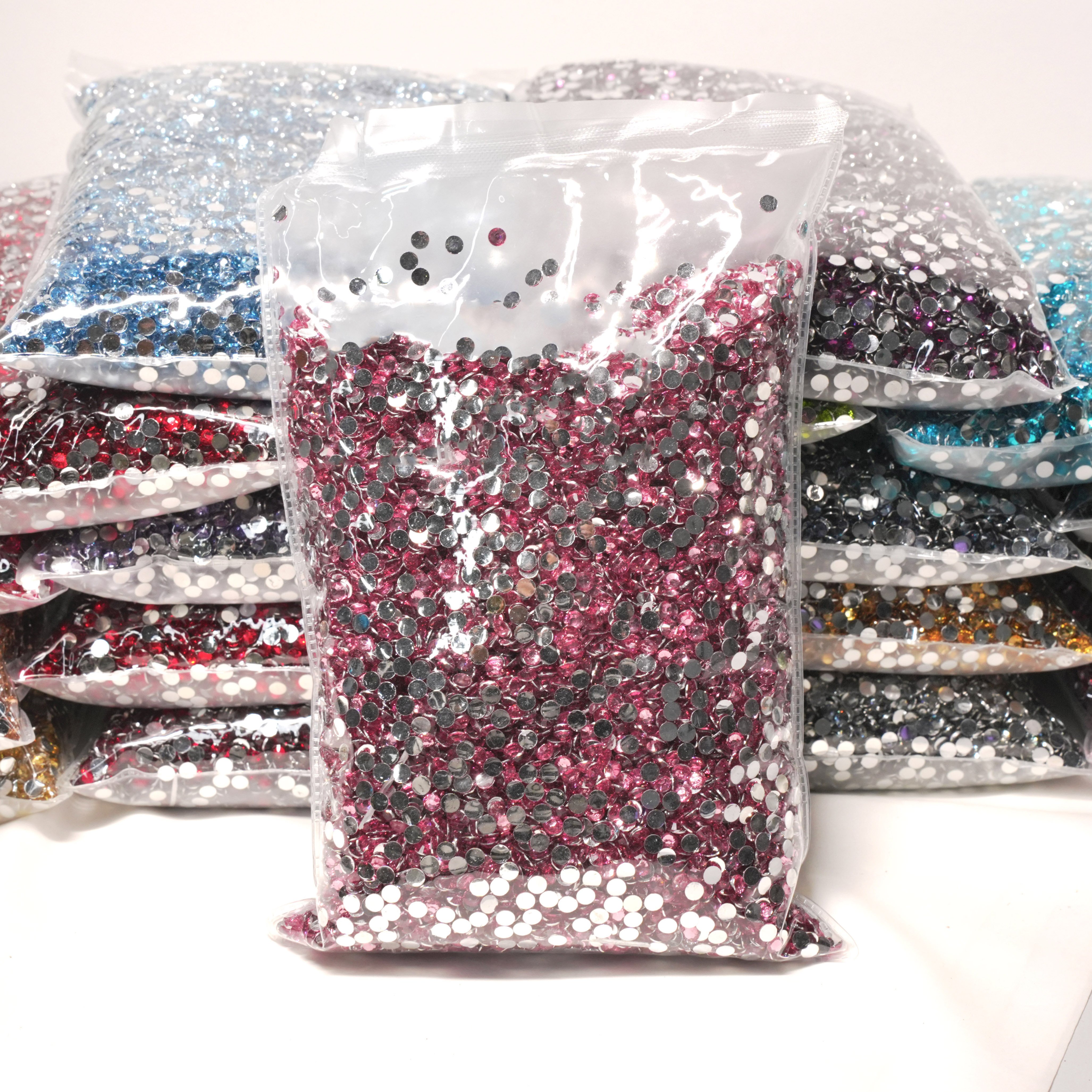 Whatstone 2mm 3mm 4mm 5mm 6mm Wholesale Bulk Package Non Hot Fix Strass Flatback Crystal Stones Resin Rhinestones