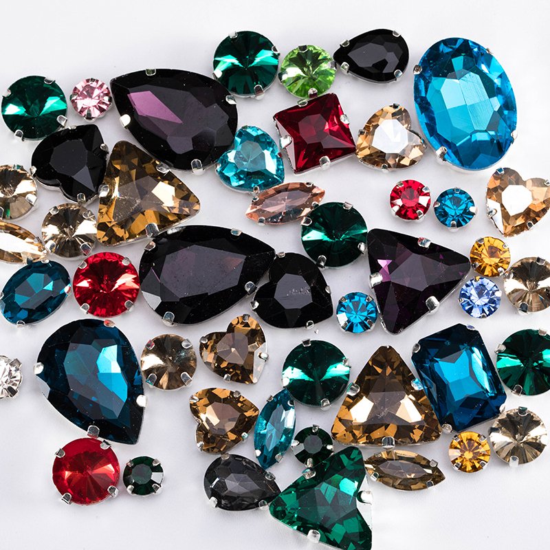 Claw Stone Glass Diy Rhinestone Mixed Shapes Four-point Stainless Steel Sew On Crystal Loose 50pcs 2 Bags Rhinestones For Makeup
