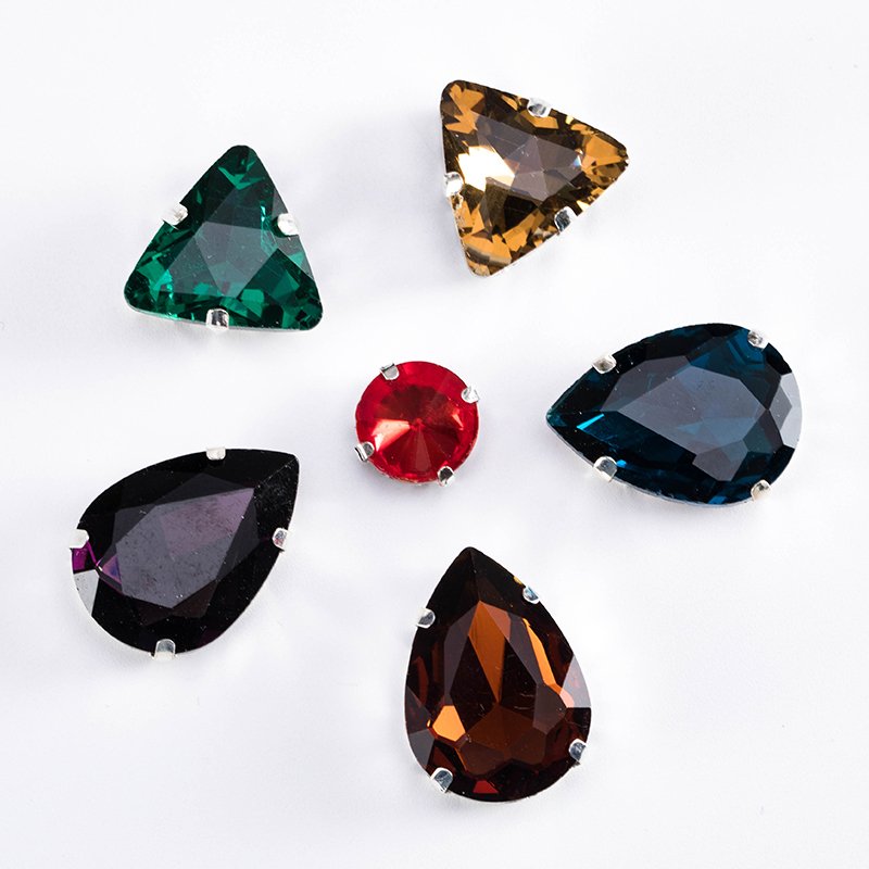 Claw Stone Glass Diy Rhinestone Mixed Shapes Four-point Stainless Steel Sew On Crystal Loose 50pcs 2 Bags Rhinestones For Makeup