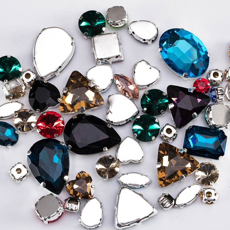 Claw Stone Glass Diy Rhinestone Mixed Shapes Four-point Stainless Steel Sew On Crystal Loose 50pcs 2 Bags Rhinestones For Makeup