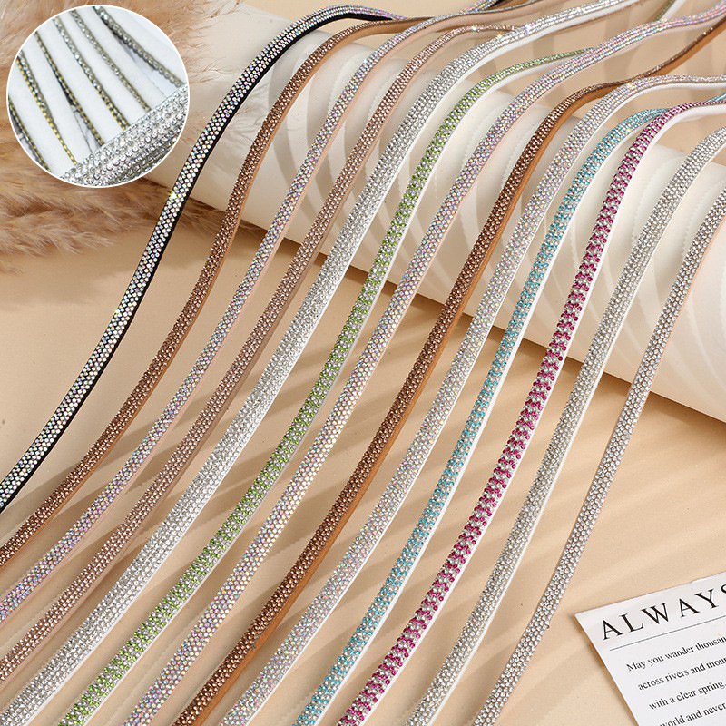 Hot rhinestone rope full crystal round tube cotton shoe upper bag Trimming Diamond Strass with half round drill stick drill rope