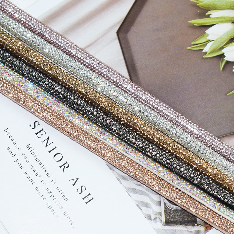 Hot rhinestone rope full crystal round tube cotton shoe upper bag Trimming Diamond Strass with half round drill stick drill rope