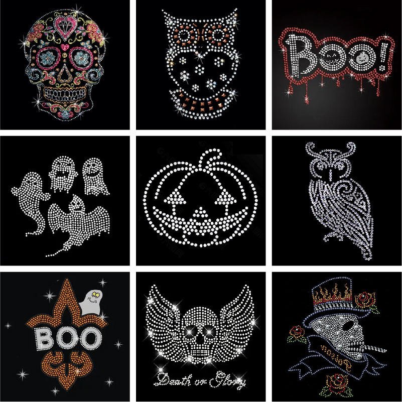 Custom Your Own Rhinestone Design Wholesale Low Minimum Order Hot-Fix Shinning Rhinestone Heat Transfers For Hoodie Shirt