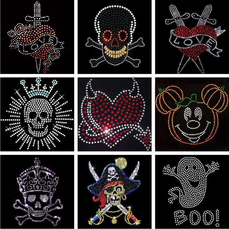 Custom Your Own Rhinestone Design Wholesale Low Minimum Order Hot-Fix Shinning Rhinestone Heat Transfers For Hoodie Shirt