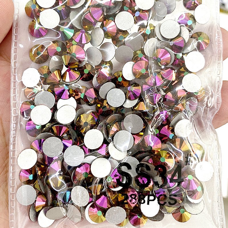Yantuo Non-Hot Fix round Crystal Rhinestones SS34 7mm pink Flatback rhinestones cristal Stone, for nail art decoration