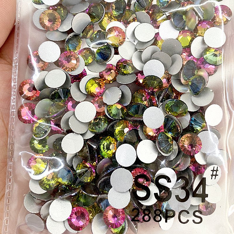 Yantuo Non-Hot Fix round Crystal Rhinestones SS34 7mm pink Flatback rhinestones cristal Stone, for nail art decoration