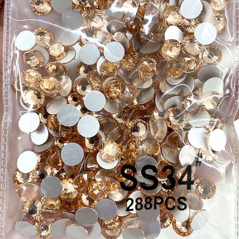 Yantuo Non-Hot Fix round Crystal Rhinestones SS34 7mm pink Flatback rhinestones cristal Stone, for nail art decoration