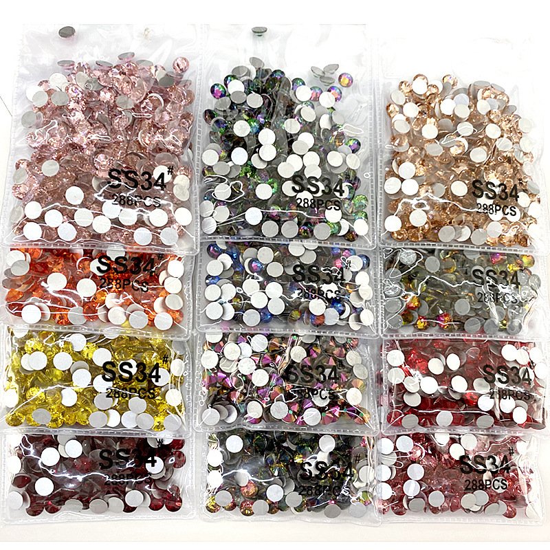 Yantuo Non-Hot Fix round Crystal Rhinestones SS34 7mm pink Flatback rhinestones cristal Stone, for nail art decoration
