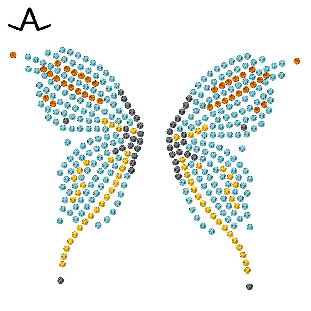 Colorful Butterfly rhinestone crystal hotfix transfer for garment shoes hats