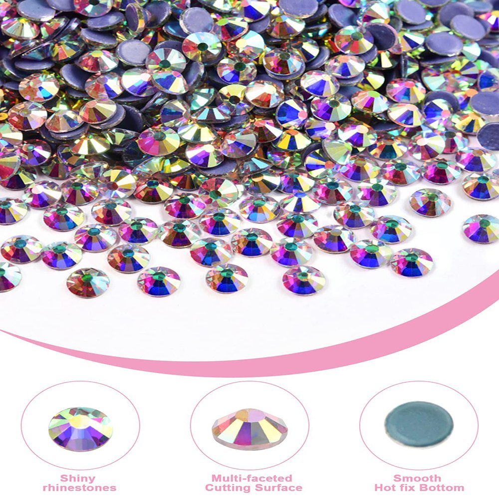 QIAO SS6 Bling Plated AB Crystal Flat Back 3D Non Hot DIY Nail Art Clothing embellishments Rhinestones