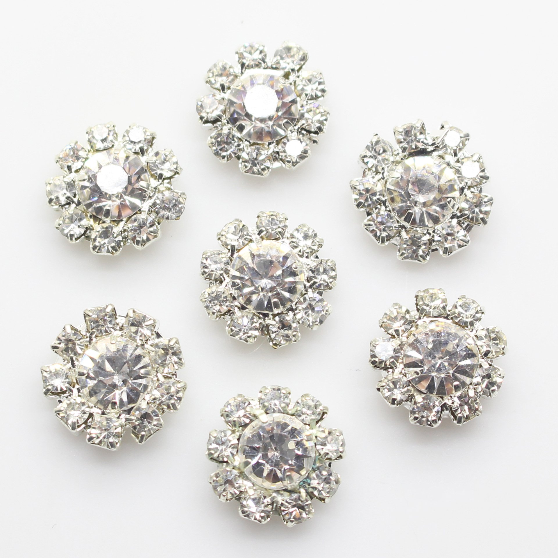 15mm Mirror Design Overcoat Rhinestone Shanks Shining Button Women Fashion Clothing Accessories Buttons