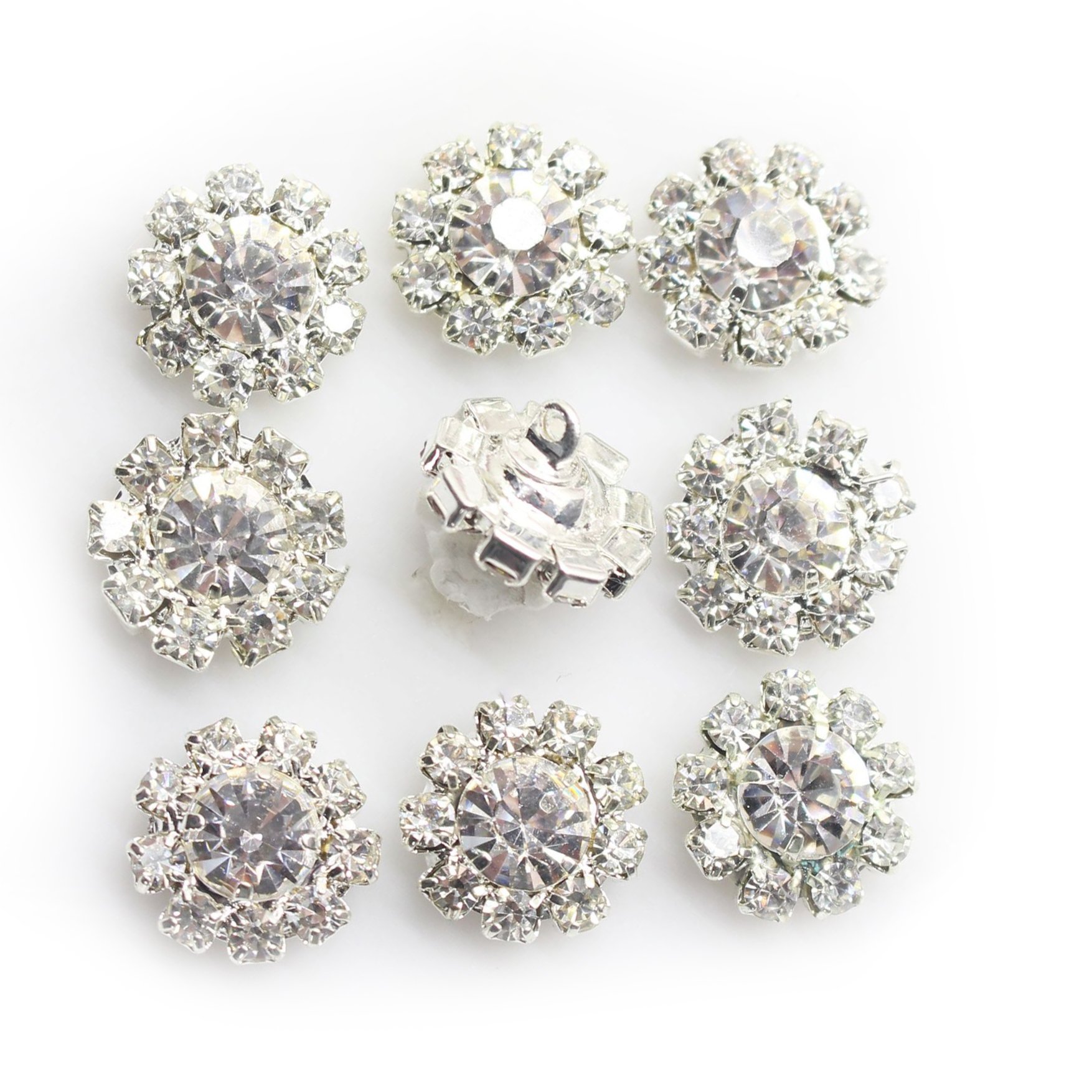 15mm Mirror Design Overcoat Rhinestone Shanks Shining Button Women Fashion Clothing Accessories Buttons