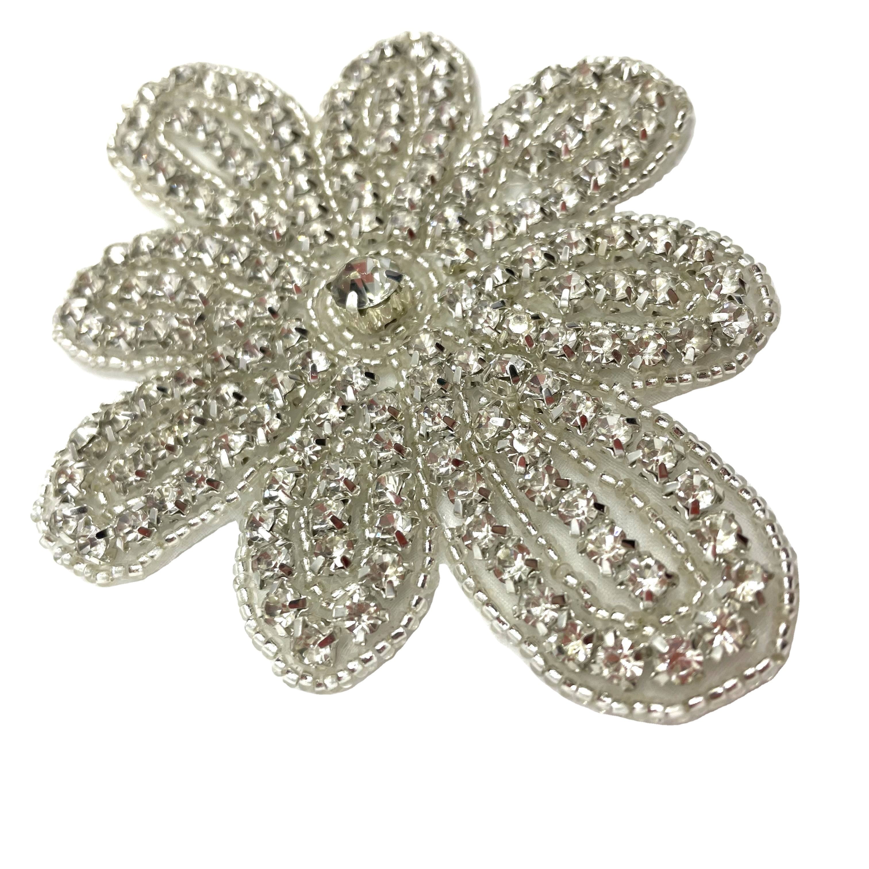 Luxury Modern Design Garment Accessories Gold Rhinestone Fabric Heat Transfer Appliques