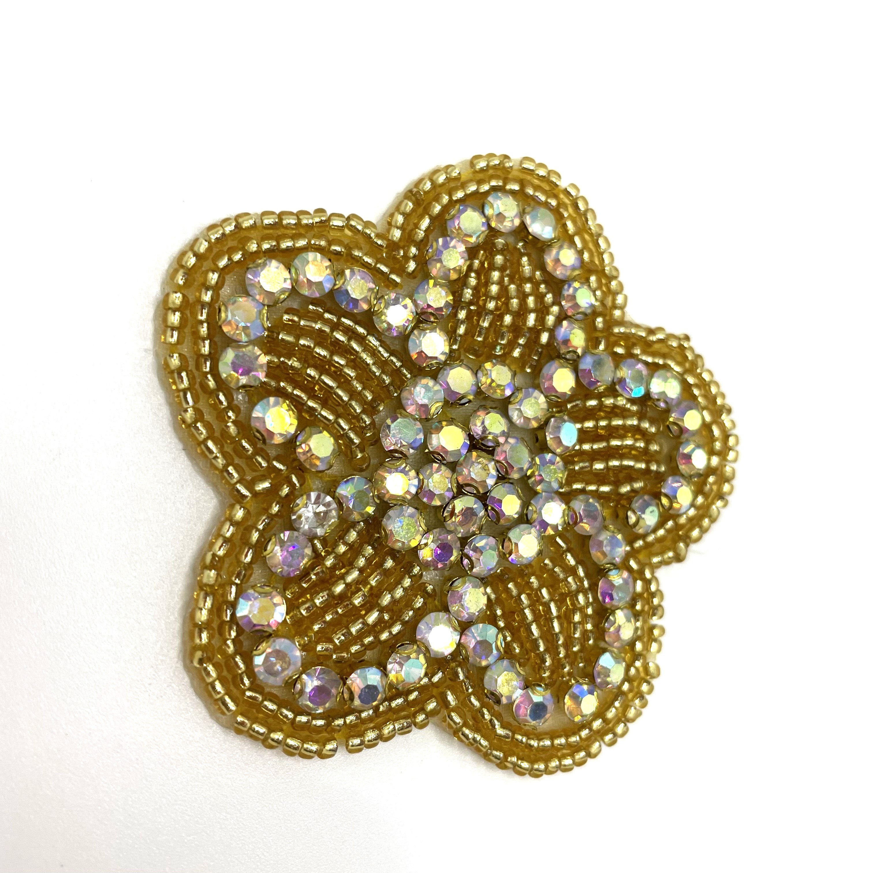 Rhinestone Beads AB Gold Crystal Hot Fix Applique Heavy Diamond Patch For Sewing Clothes
