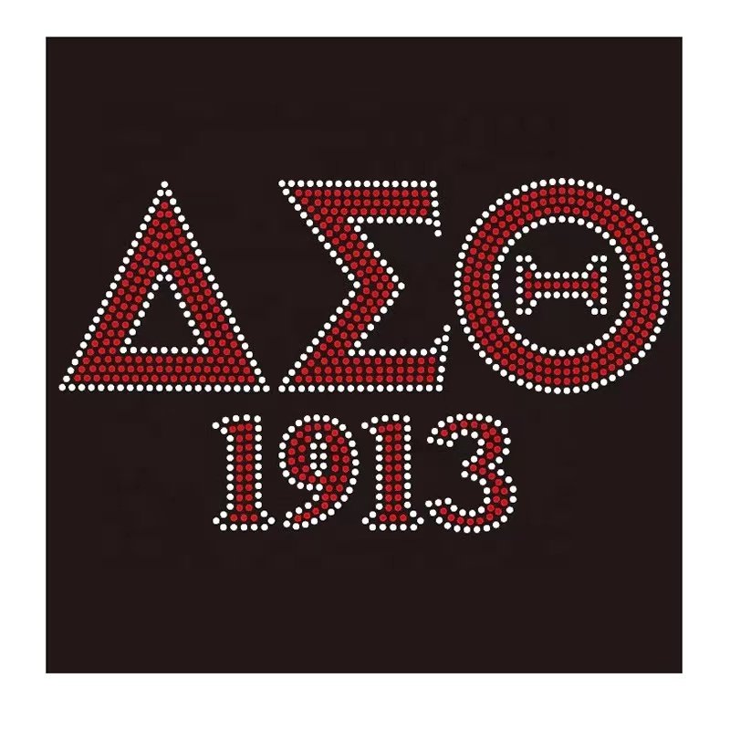 Custom Crystal Flatback Motif Rhinestones DST 1913 Iron on Transfer Delta Logo Bling Sigma Theta Sorority Rhinestone