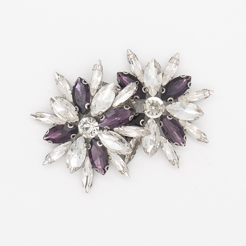 2024 New arrival fancy glass claw rhinestone hot flower metal jewelry back glue hotfix rhinestone