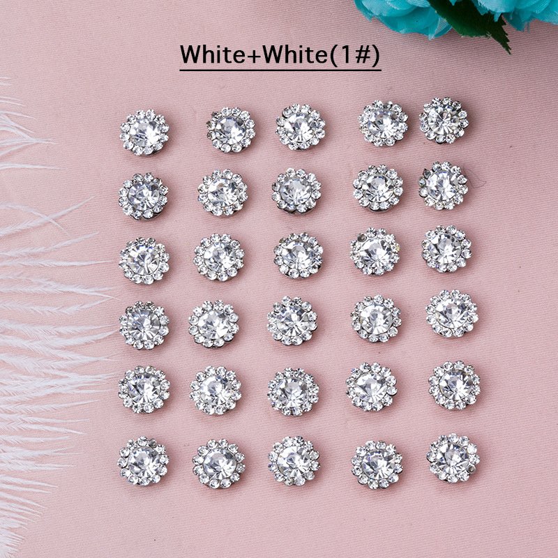 New Arrival Multi Color Glitter Round Flower Diamond Charm Crystal Shiny Glass Jewelry Sewing Rhinestones For Wedding Dresses