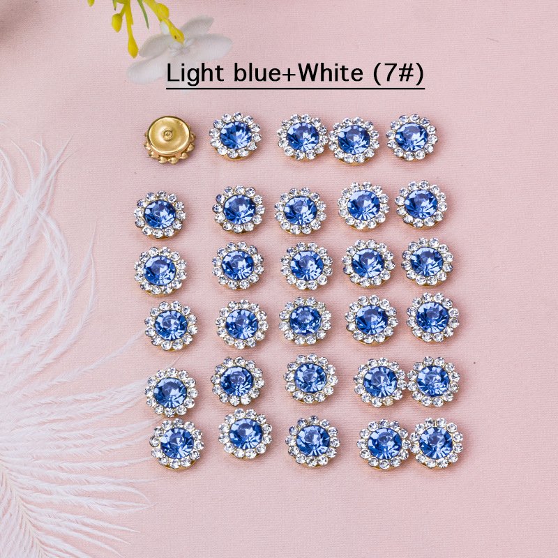 New Arrival Multi Color Glitter Round Flower Diamond Charm Crystal Shiny Glass Jewelry Sewing Rhinestones For Wedding Dresses