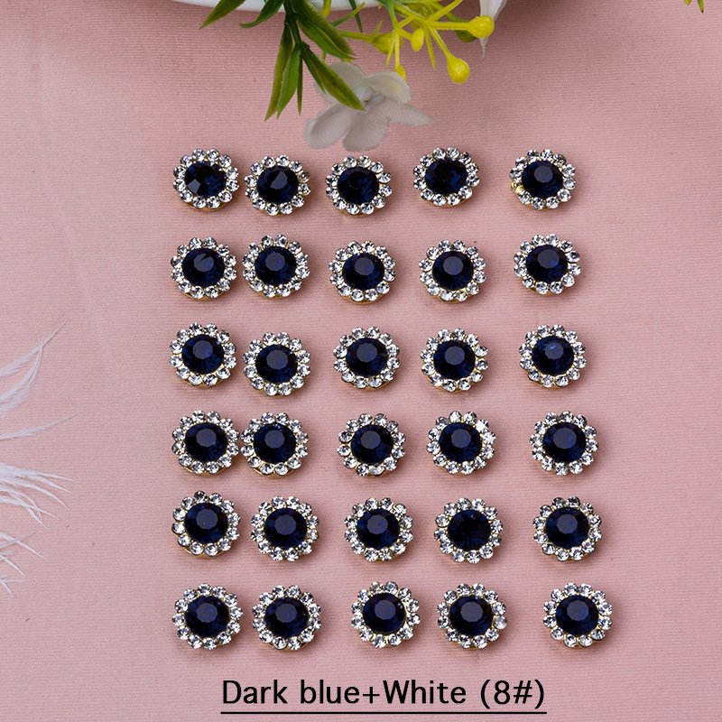 New Arrival Multi Color Glitter Round Flower Diamond Charm Crystal Shiny Glass Jewelry Sewing Rhinestones For Wedding Dresses