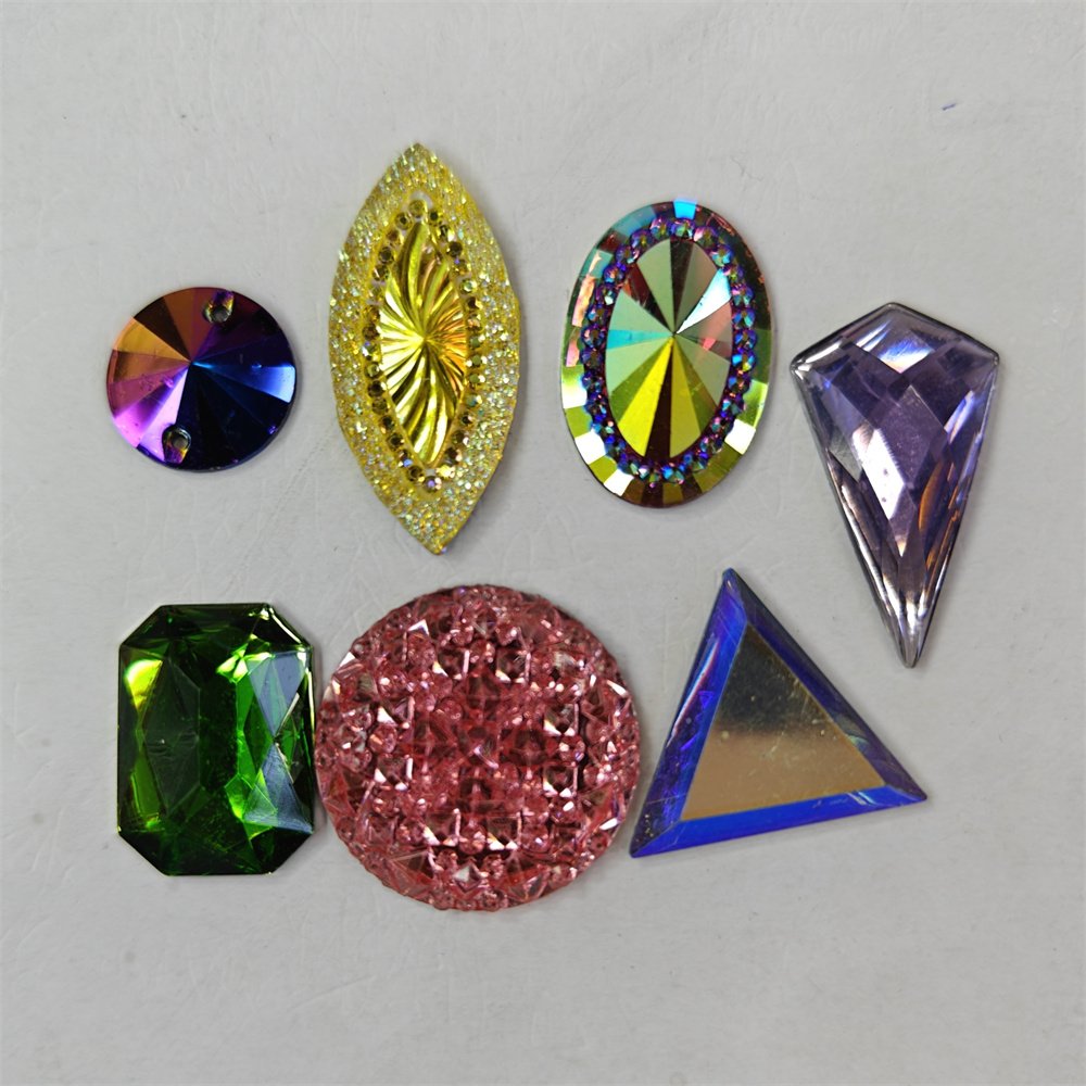 All-Shape Flatback Acrylic Rhinestones GEMS Sew-On Loose Rhinestones for Shoes Garments Bags Nail Art Clothes-Wholesale